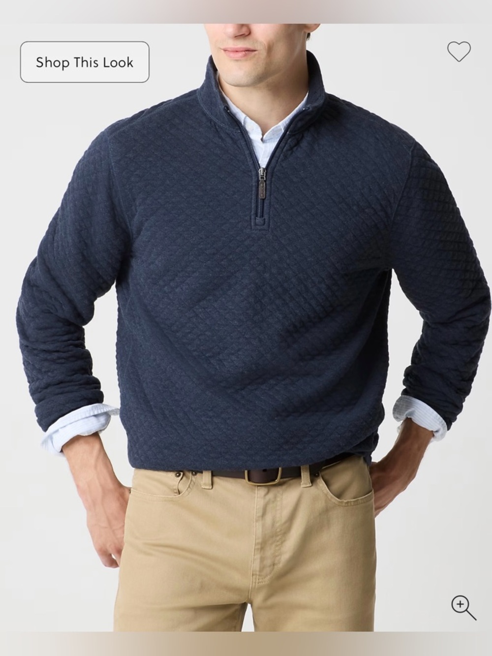 J.Crew Quilted quarter-zip in heather deep navy
